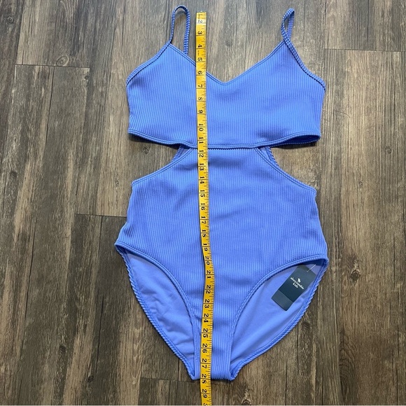 NWT Abercrombie Kids One Piece Cutout Adjustable Strap Purple Ribbed Swimsuit 17 - Picture 12 of 12